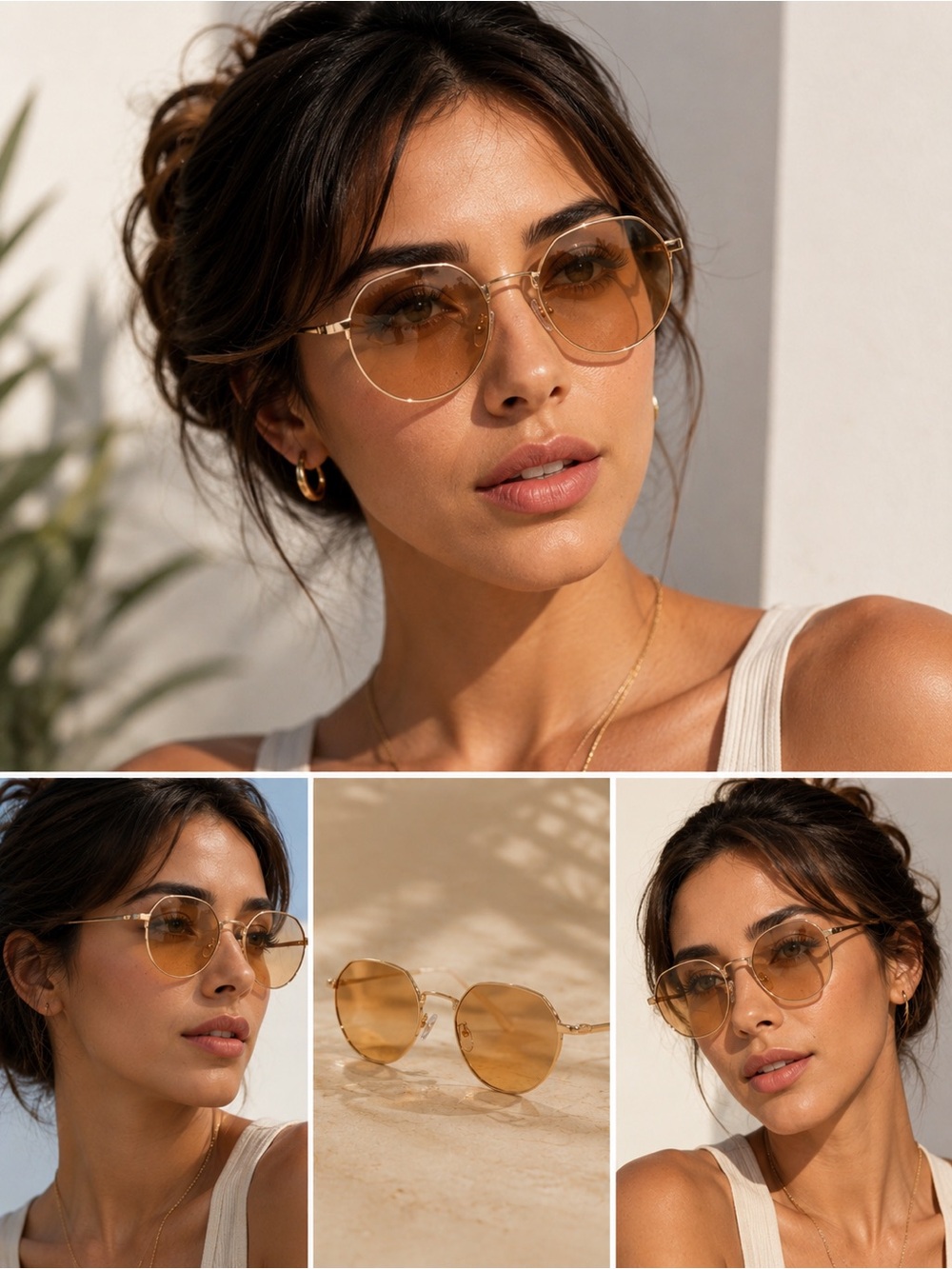 Carolina Lemke Gold Frame Amber Lens Sunglasses - Women Accessories
